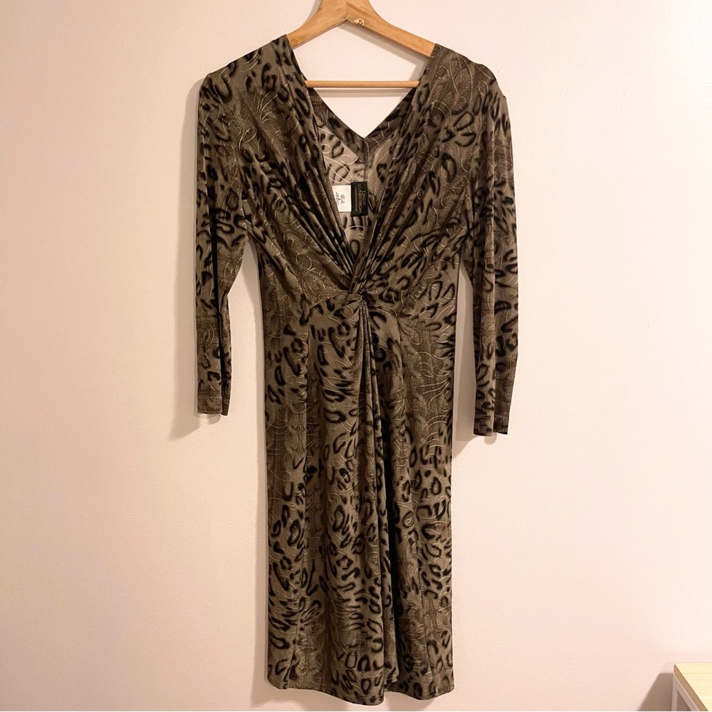 Vintage Linda Lundstrom Brown Black Animal Print Dress
